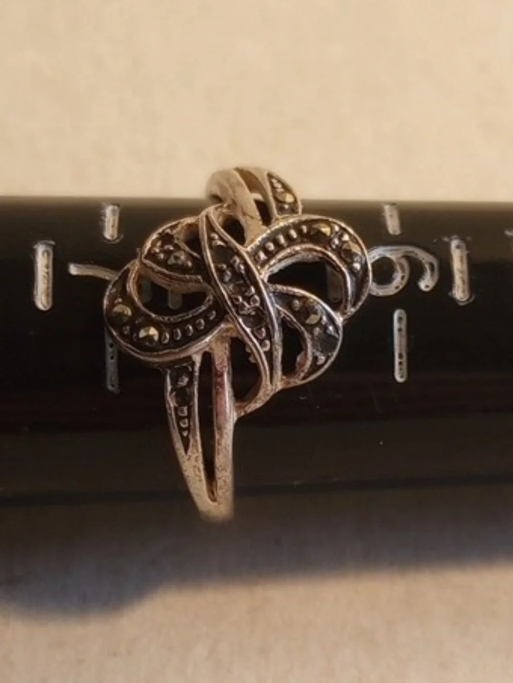 RETRO STERLING SILVER MARCASITE STONES COCTAIL RING SIZE 6.5